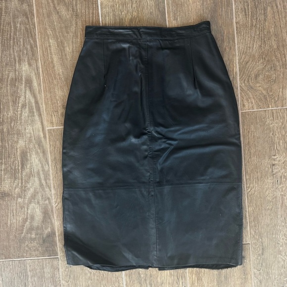 Trade Secret Authentic Black Leather Pencil Skirt - Picture 2 of 6